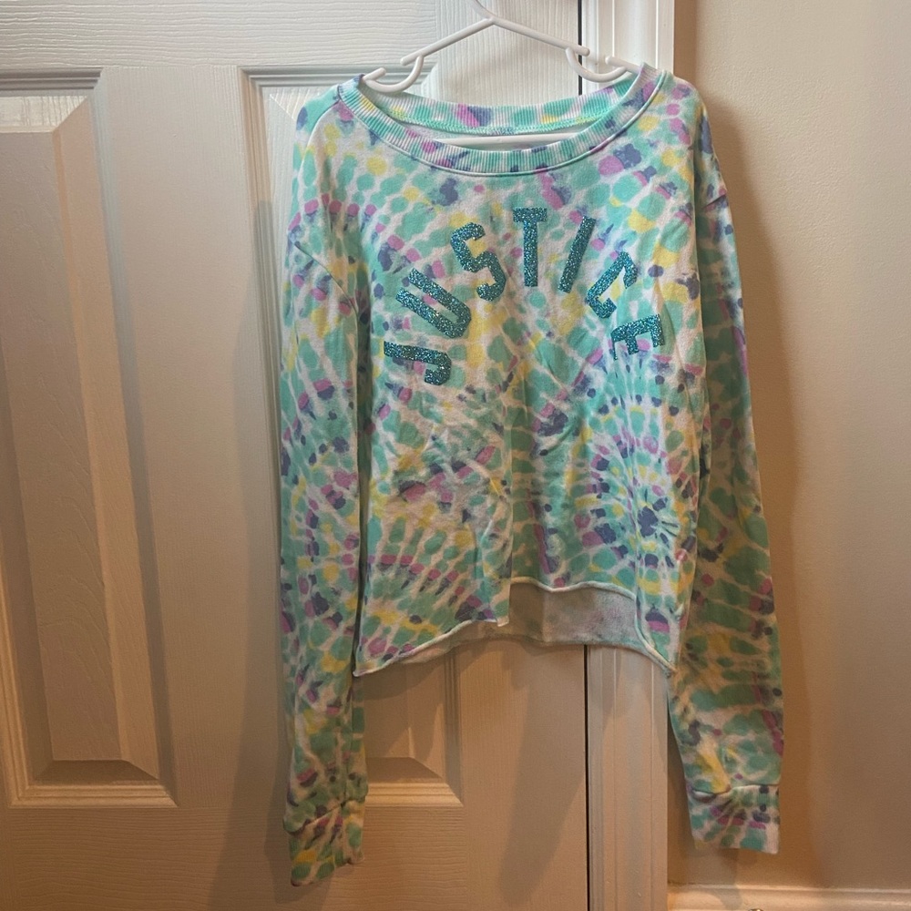 Justice Tie- Dye Cropped Crewneck